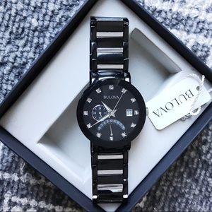 Men's Bulova Futuro Diamond Black and Silver Watch